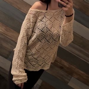 Eight Eight Eight cream sweater with gold sparkles. Size L